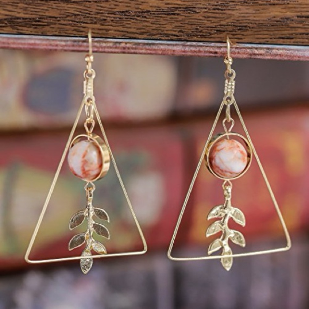 “Geometric Muse" Marble & Gold Drop
Earrings